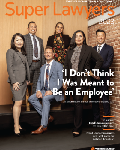 "2023 Super Lawyers Rising Stars" (June 2023) feature in the Southern California Super Lawyers Magazine - Rising Stars Edition.